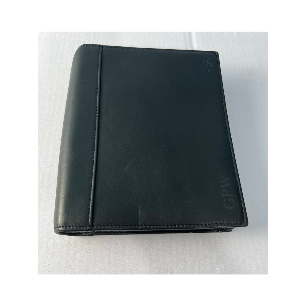 Tumi Black Leather Zip Around Travel Organizer Planner Passport Holder Folio